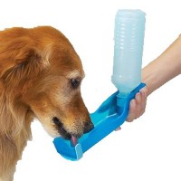 Pet Drink Bottle Dispenser Feeder Dog Cat Water Feeding Travel Bowl 500ml Blue